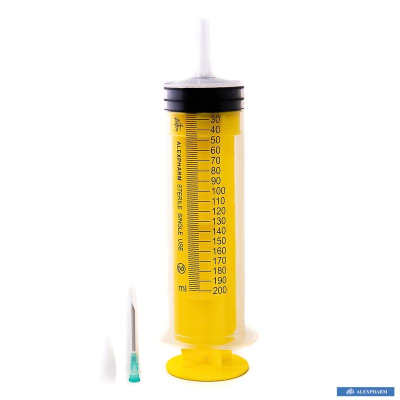 Шприц 3-х компонентний одноразовий стерильний "ALEXPHARM" 200 мл Catheter Tip з голкою, 14G (2,0x50)